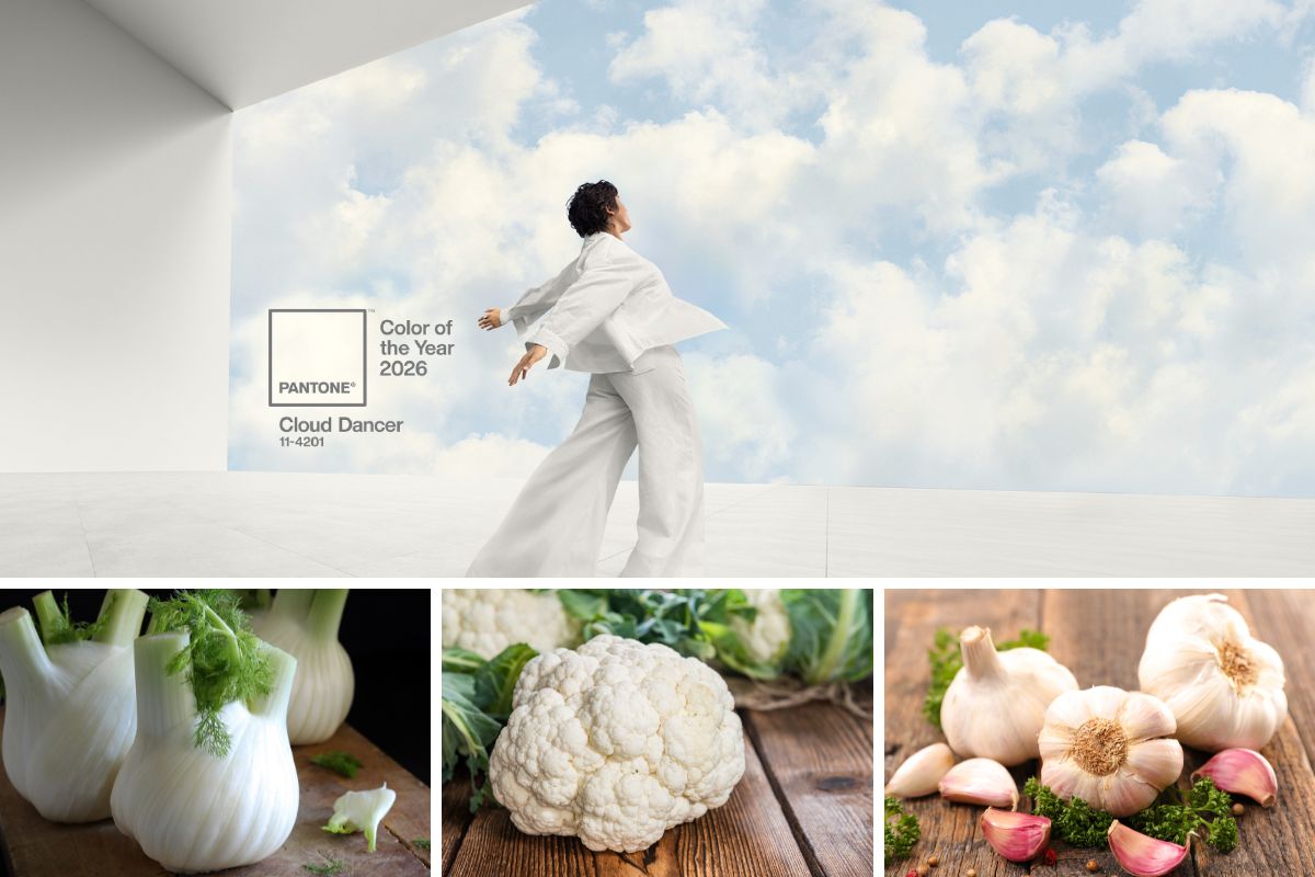 Pantone Cloud Dancer ortofrutta
